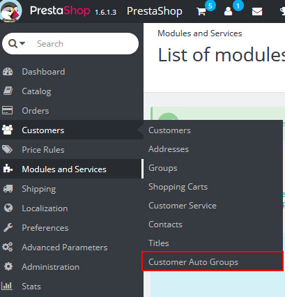 Autogroups menu