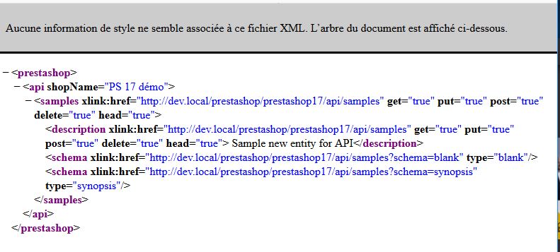 Api Prestashop sample