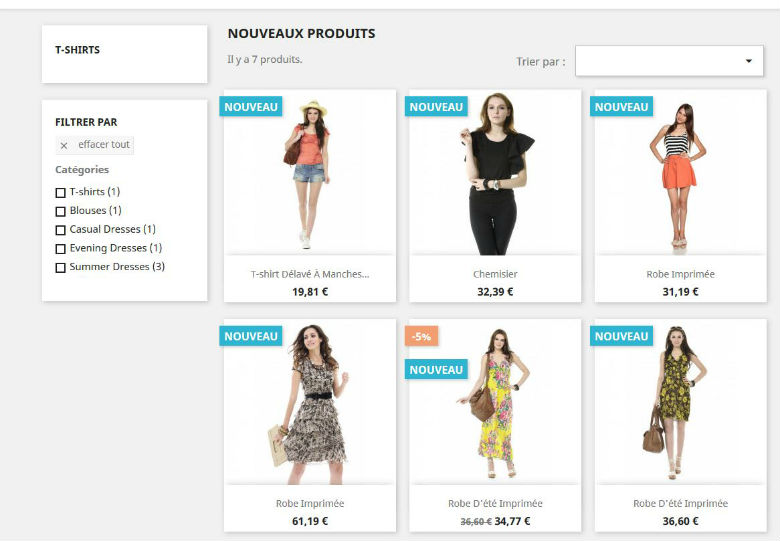 Navigation à facettes prestashop