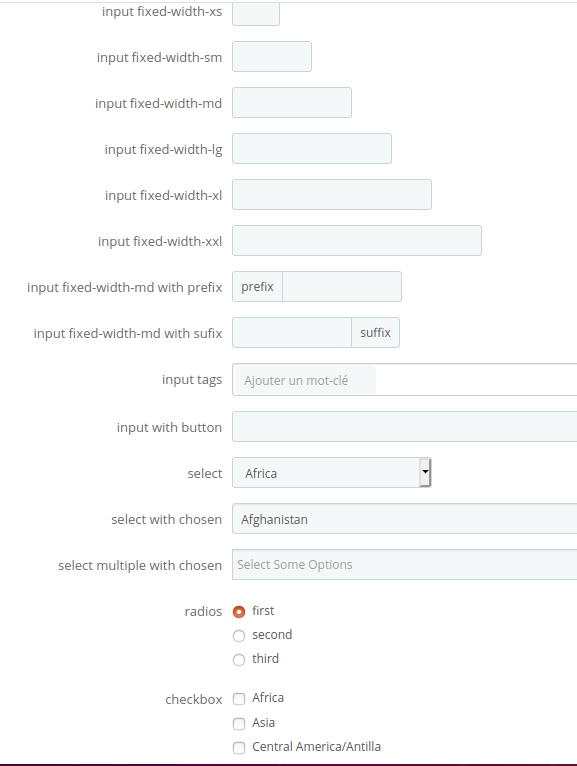 Liste des champs du helper form